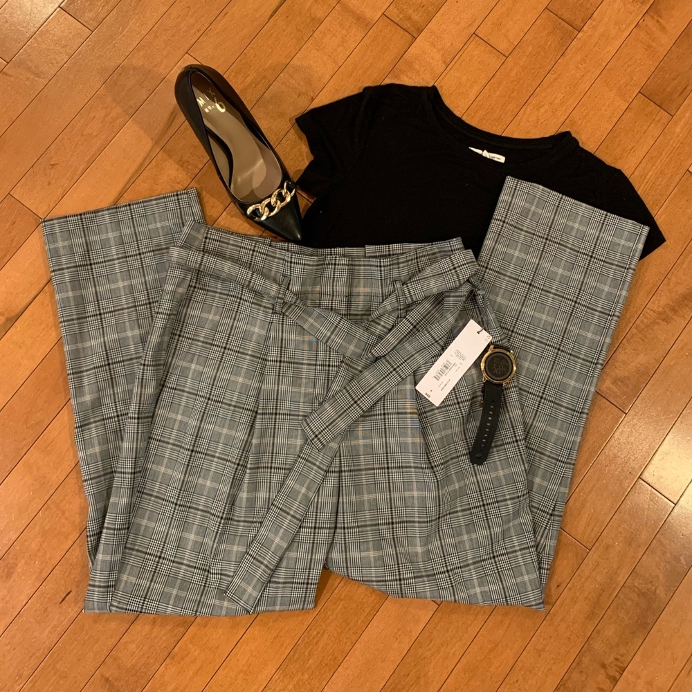 Checkered Paperbag Trousers New With Tag